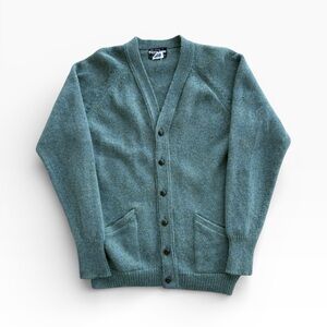 Vintage 80s Allen Solly 100% Lambswool Moss Green Cardigan Medium